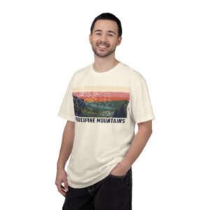 Porcupine Mountains Retro Sunset T-Shirt Style 2