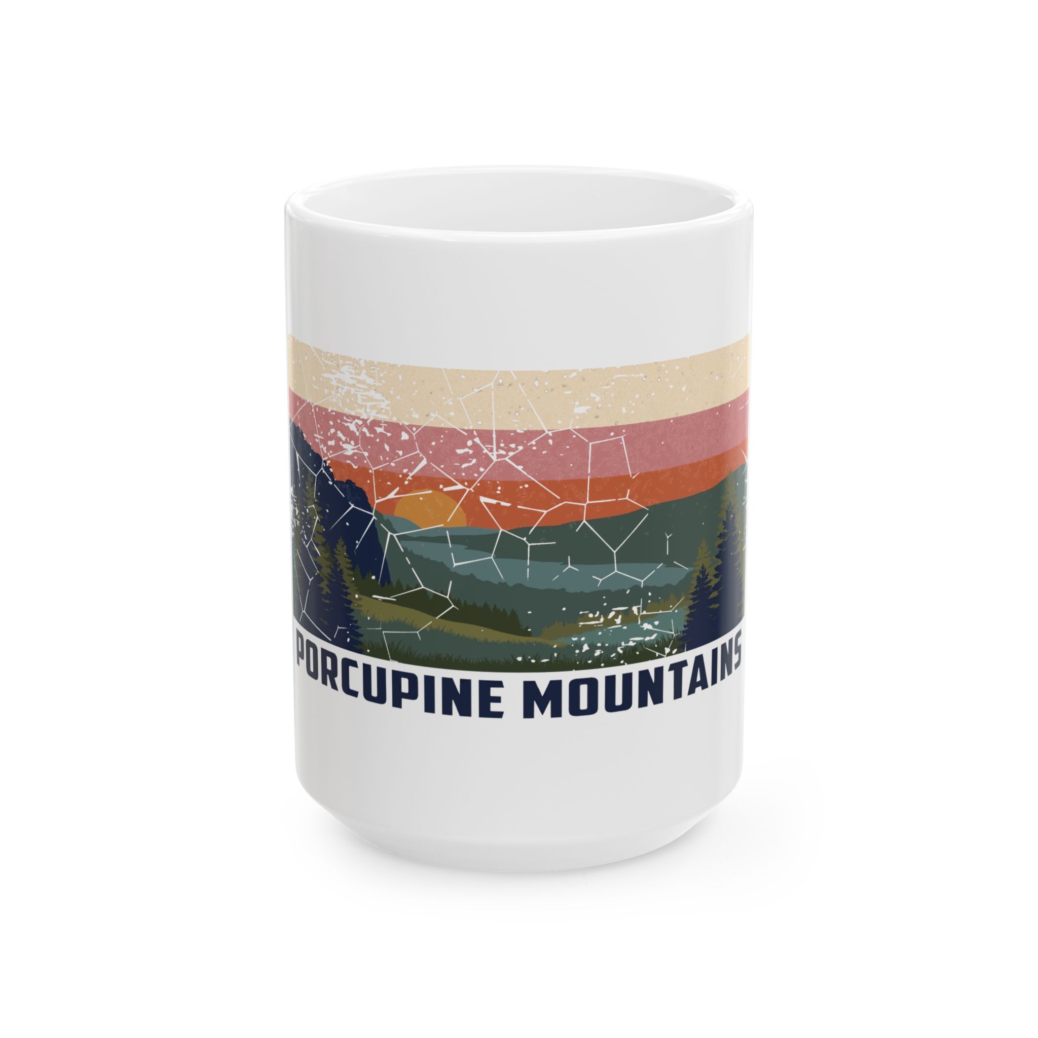 Porcupine Mountains Vintage Sunset Ceramic Mug Style 2 (11oz/15oz) - Image 6