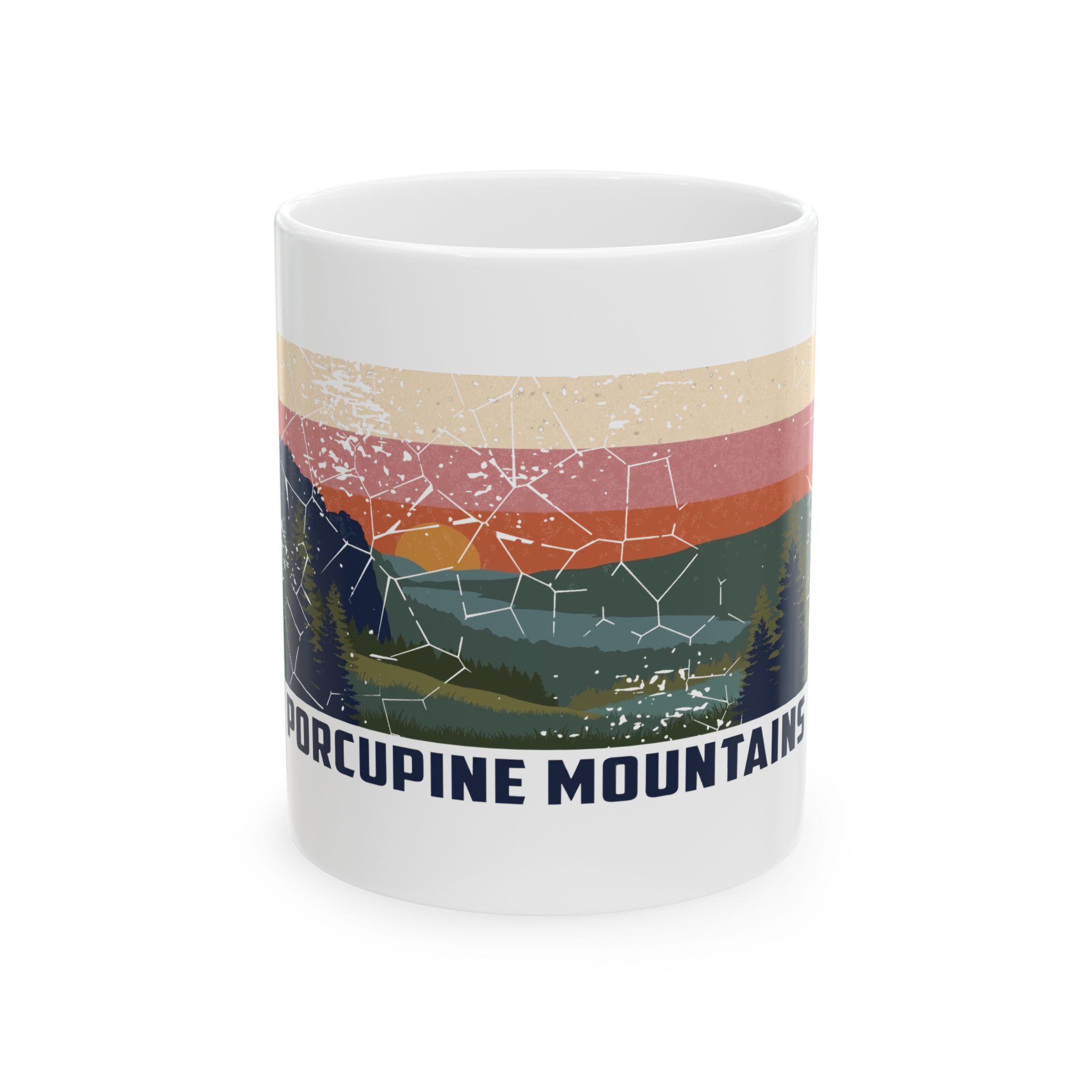 Porcupine Mountains Vintage Sunset Ceramic Mug Style 2 (11oz/15oz) - Image 2