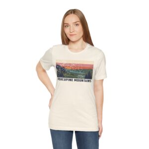 Porcupine Mountains Retro Sunset Tee Style 2 — Vintage Outdoor Graphic T-Shirt