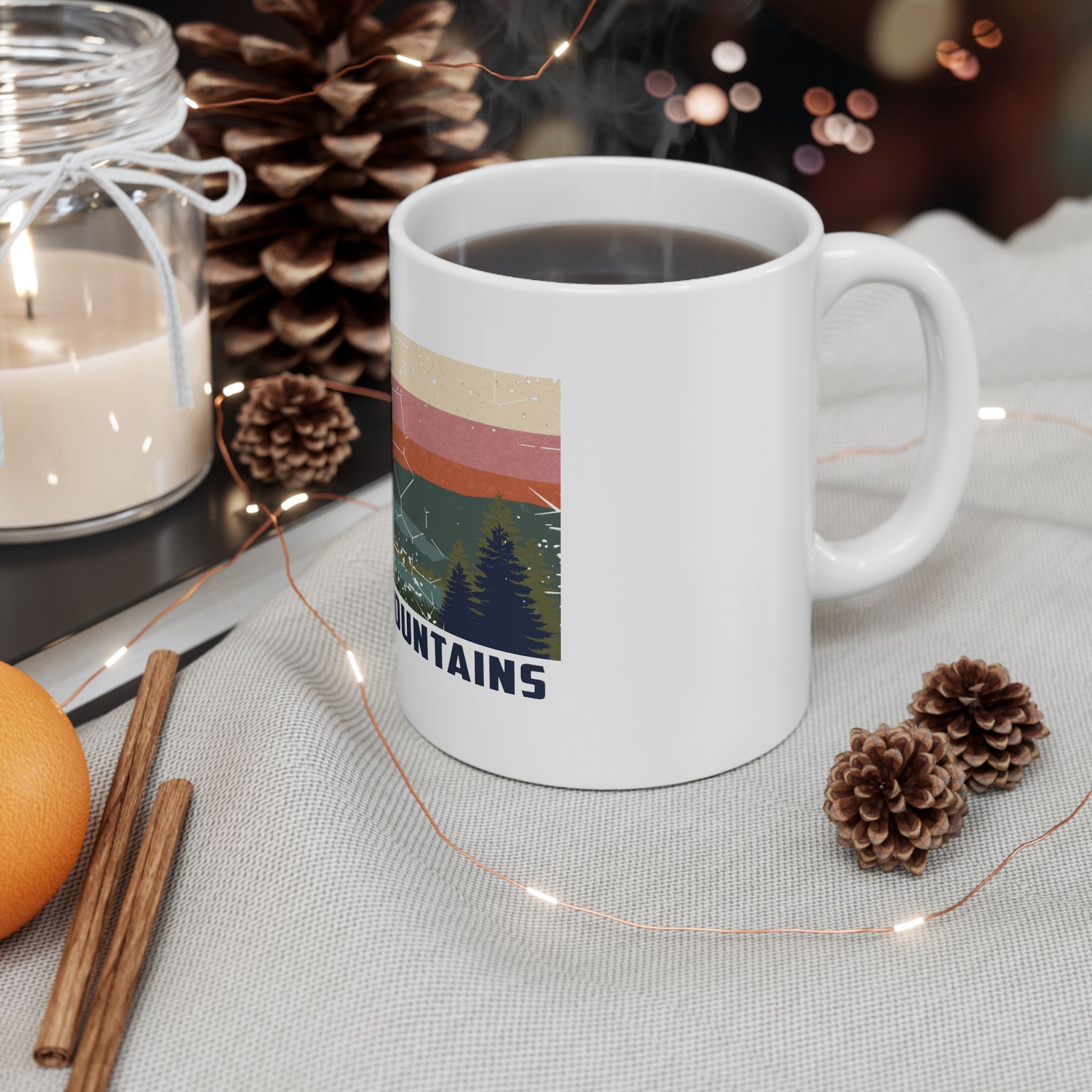 Porcupine Mountains Vintage Sunset Ceramic Mug Style 2 (11oz/15oz)